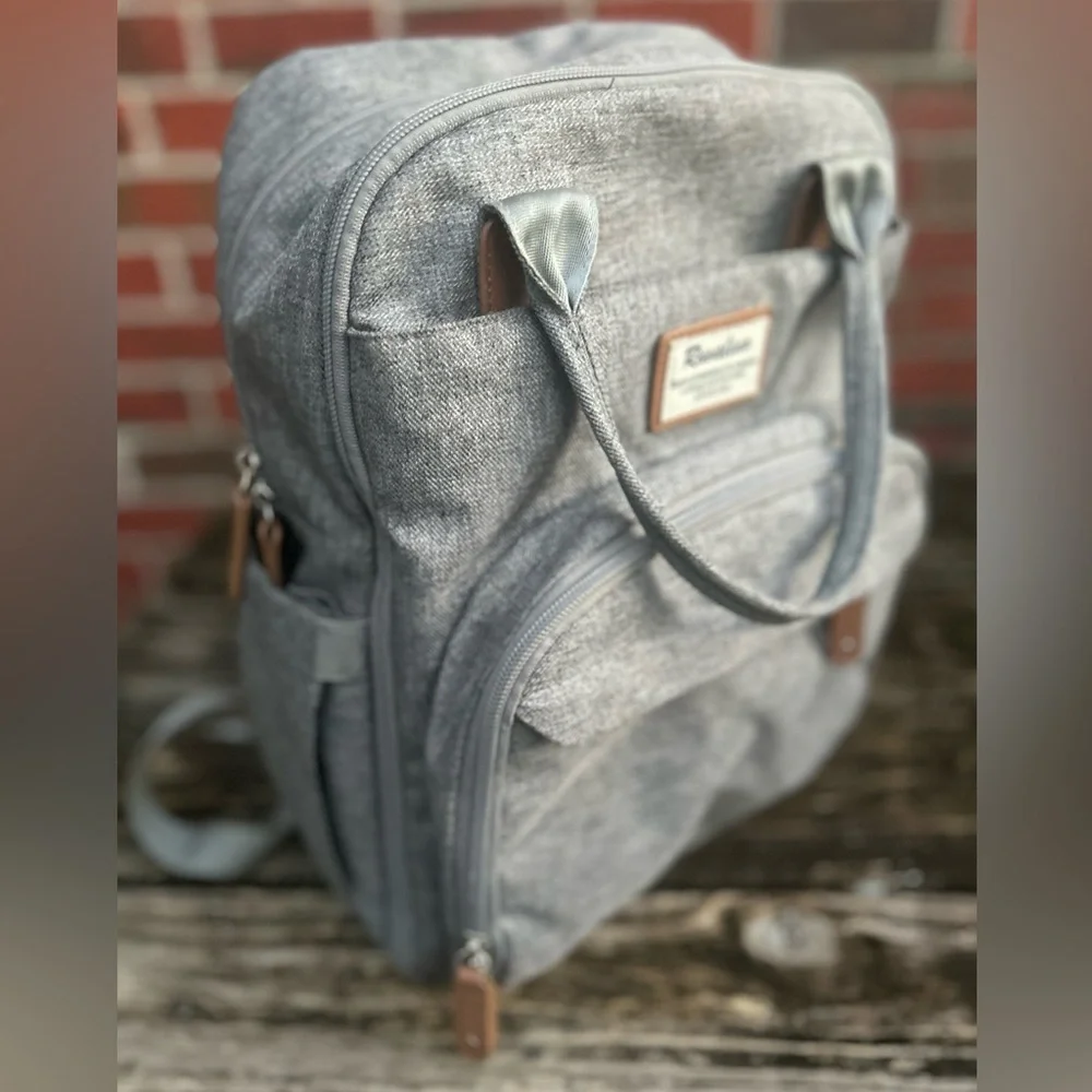 RUVALINO Gray Waterproof Multifunction Large Capacity Diaper Bag Backpack Z3